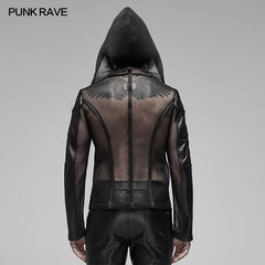 Punk Rave WY-1155XDM Punk Mesh Hoodie Short Hooded Coat?-??Punk Rave Clothing