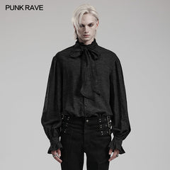 Punk Rave WY-1540CCM Standing Collar Mens Jacquard Goth Shirt?-??Punk Rave Clothing