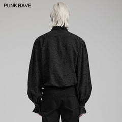 Punk Rave WY-1540CCM Standing Collar Mens Jacquard Goth Shirt?-??Punk Rave Clothing