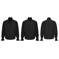Punk Rave WY-1540CCM Standing Collar Mens Jacquard Goth Shirt?-??Punk Rave Clothing