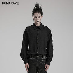 Punk Rave WY-1551CCM Eyelet Drawstring Exquisite Goth Shirt?-??Punk Rave Clothing