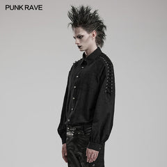 Punk Rave WY-1551CCM Eyelet Drawstring Exquisite Goth Shirt?-??Punk Rave Clothing