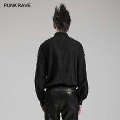 Punk Rave WY-1551CCM Eyelet Drawstring Exquisite Goth Shirt?-??Punk Rave Clothing