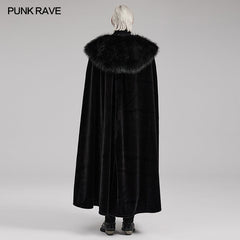 Punk Rave WY-1557DPM Warm Fur Collar Handsome Mens Goth Cloak?-??Punk Rave Clothing