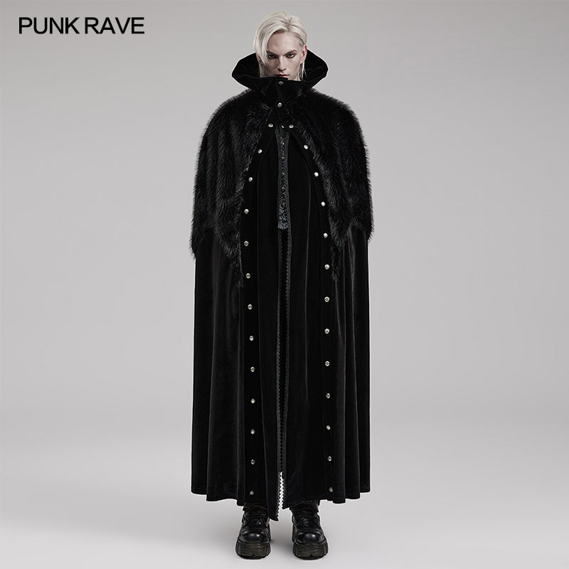 Punk Rave WY-1559DPM Ornate Fleece Velvet And Plush Goth Cloak?-??Punk Rave Clothing
