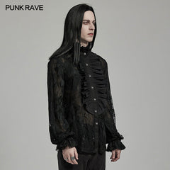 Punk Rave WY-1592CCM Gorgeous Mens Goth Floral Shirt?-??Punk Rave Clothing