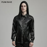 Punk Rave WY-1616CCM Rubberized Minimalist Goth Daily Mens Shirt?-??Punk Rave Clothing