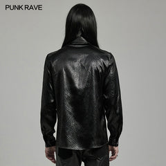 Punk Rave WY-1616CCM Rubberized Minimalist Goth Daily Mens Shirt?-??Punk Rave Clothing