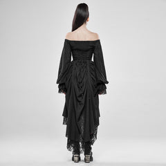 WQ-439LQF Gothic Dress Off-Shoulder Corset Lace Hem Midi Fashion
