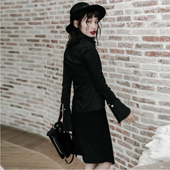 OPY-244CCF PUNK RAVE daily life black fashion designer lady casual blouse?-??Punk Rave Clothing