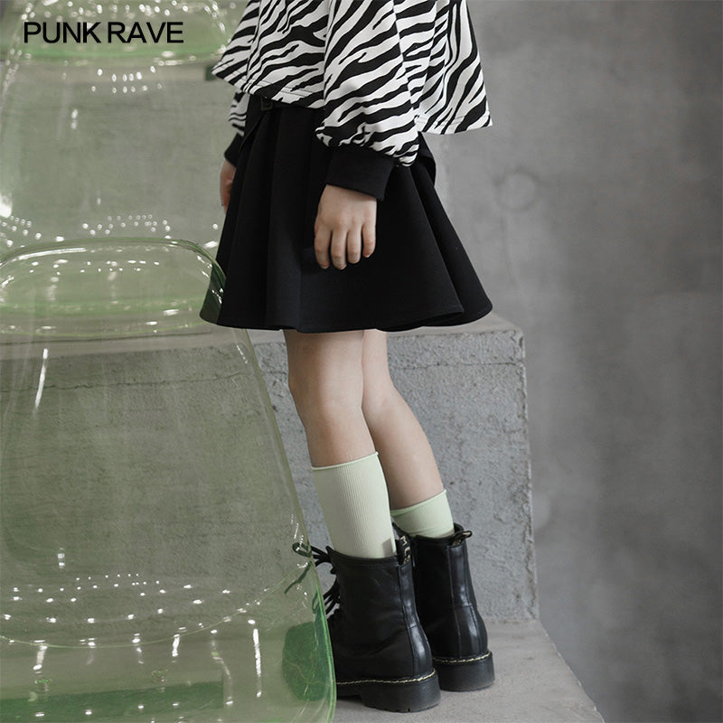 RQ-003BQ Punk waist-sealing pleated skirt?-??Punk Rave Clothing