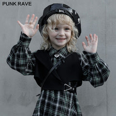 OPY-580MJF Asymmetry turn-down collar short waistcoat?-??Punk Rave Clothing