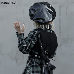 OPY-580MJF Asymmetry turn-down collar short waistcoat?-??Punk Rave Clothing