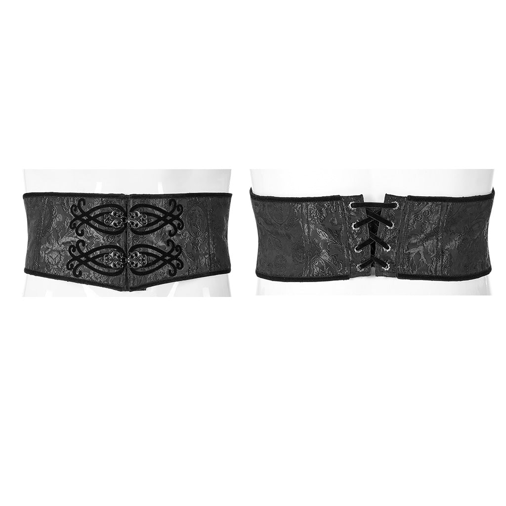 WS-340YDM Elegant black Jacquard Lace-Up Gothic Corset Belt?-??Punk Rave Clothing