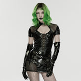 WS-904SSF Edgy Gothic Patent Dress with Chains and Buckles Punk Accessories