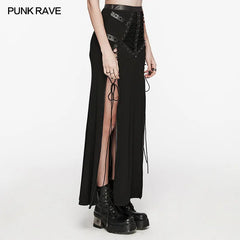 See-Through WQ-696BQF Sexy Mesh Rope Slit Punk Skirt?-??Punk Rave Clothing