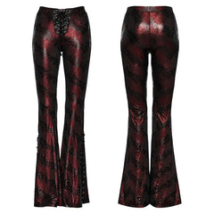 Sparkling Tree Texture WK-619XCF Daily Oversized Low Waist Tight Flared Pants?-??Punk Rave Clothing
