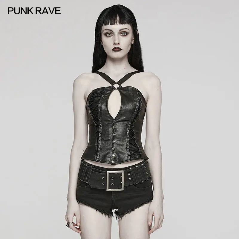 Split Eyelet WY-1534SYF Sexy Hollow Out Vest Shaper Top Punk Rave Clothing Split Eyelet WY-1534SYF Sexy Hollow Out Vest Shaper Top Punk Rave Clothing