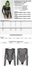 WT-1067TCF Mesh Long-Sleeve Punk Shirts with Shoulder Accents