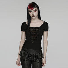 WT-1081TDF Edgy Cutout Top with Ruffled Skirt Punk Vest Style