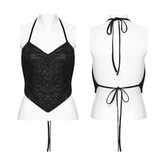 WT-1091DDF Elegant Gothic Corset Halter Top Lace Detailed Backless