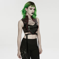 WT-1092BXF Edgy Lace-Up Leather Punk Vests Gothic Style