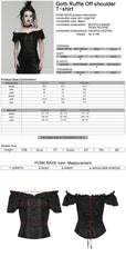 WT-1094TDF Gothic T-Shirt Off-Shoulder Lace Ruffle Victorian Style Top