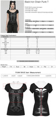 T-285 Skeleton Cutout Back Iron Chain Punk T-Shirt?-??Punk Rave Clothing