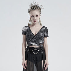 WT-647 Punk bandage short sleeve T-shirt?-??Punk Rave Clothing