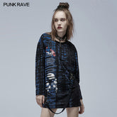 WT-710TCF Gothic loose Print Long Sleeve T-Shirt?-??Punk Rave Clothing