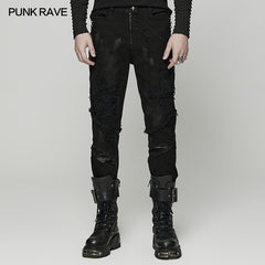 WK-369U Punk Broken Hole Net Trousers?-??Punk Rave Clothing