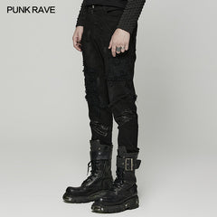 WK-369U Punk Broken Hole Net Trousers?-??Punk Rave Clothing