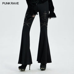 WK-458DDF Gothic flared trousers?-??Punk Rave Clothing