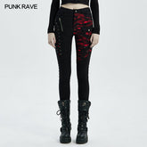 WK-462DQF Punk blood dark denim women trousers?-??Punk Rave Clothing