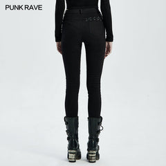 WK-462DQF Punk blood dark denim women trousers?-??Punk Rave Clothing