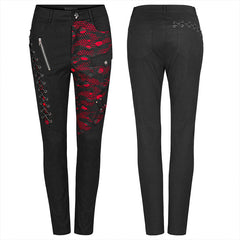 WK-462DQF Punk blood dark denim women trousers?-??Punk Rave Clothing