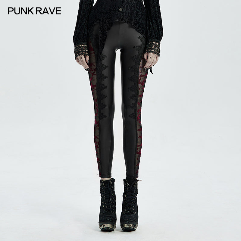 WK-463DDF Gothic burning flower leggings?-??Punk Rave Clothing