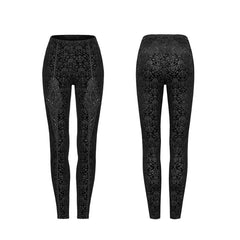WK-464DDF Gothic retro burn out flower leggings?-??Punk Rave Clothing