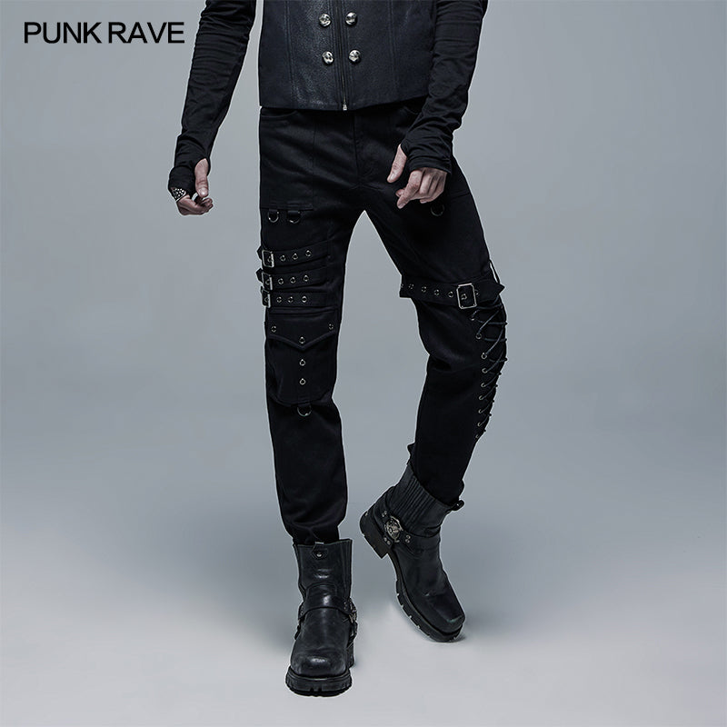 WK-469XCM Punk Straight Long Pants?-??Punk Rave Clothing