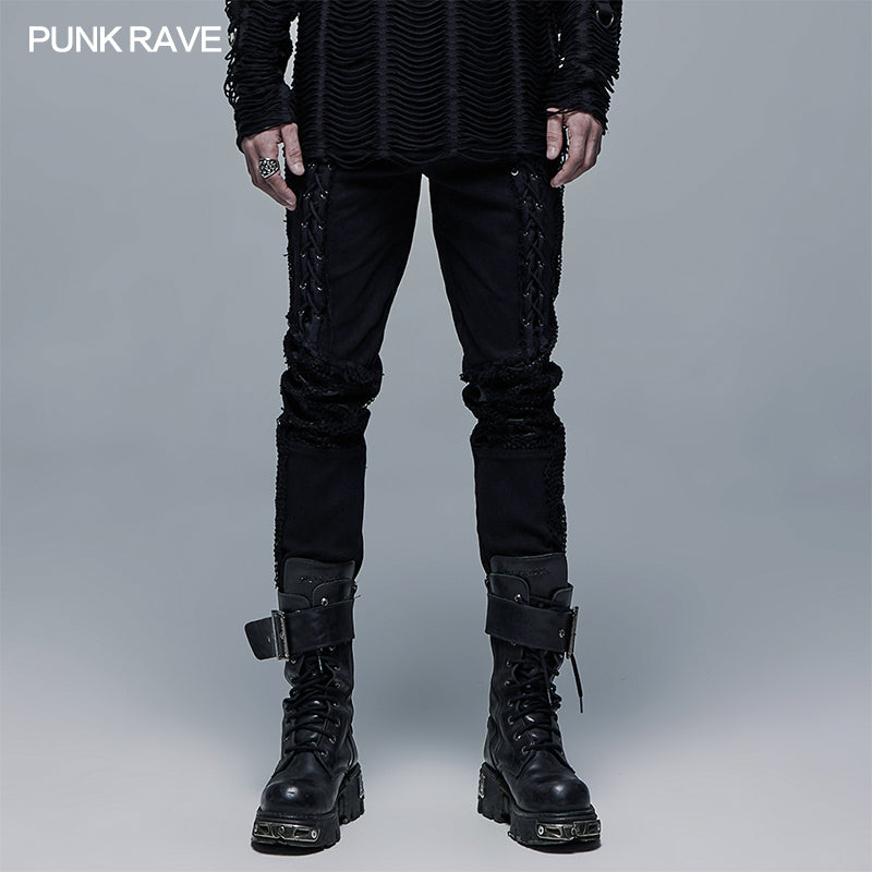 WK-472 Punk Elastic Woven Long Pant?-??Punk Rave Clothing
