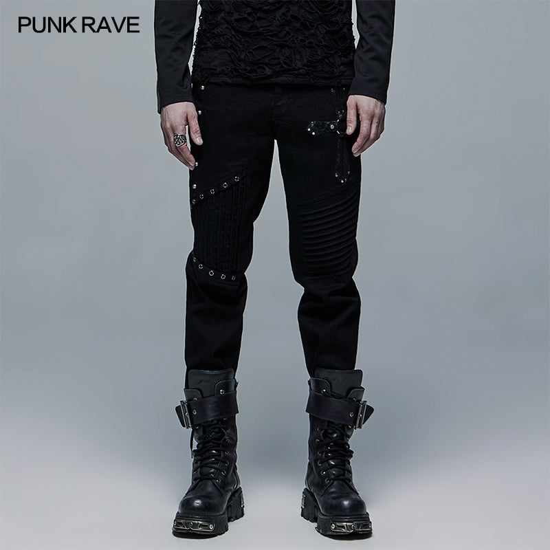WK-477XCM Punk Straight Long Pants?-??Punk Rave Clothing