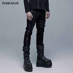 WK-478XCM Dark Elastic Woven Long Pants?-??Punk Rave Clothing