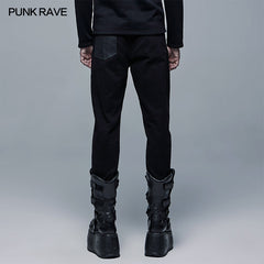 WK-478XCM Dark Elastic Woven Long Pants?-??Punk Rave Clothing
