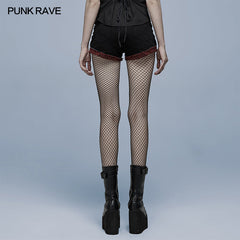 WK-482XDF Punk elastic red and black shorts?-??Punk Rave Clothing