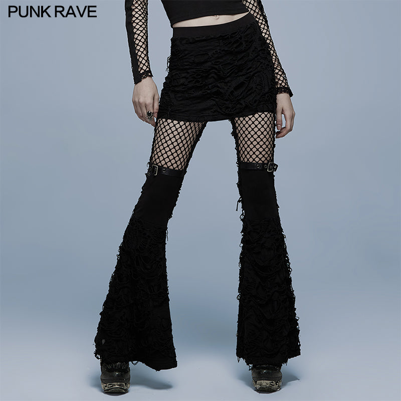 WK-485XCF Gothic flare long pants?-??Punk Rave Clothing