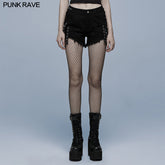 WK-487NDF Gothic contrast color ragged jeans?-??Punk Rave Clothing