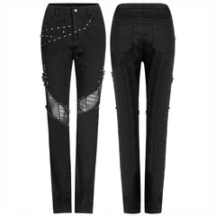 WK-495XCF Punk heavy metal denim trousers?-??Punk Rave Clothing