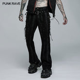 WK-504NCM Punk Daily Wear Dark Texture Flare Trousers?-??Punk Rave Clothing