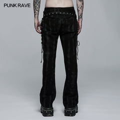 WK-504NCM Punk Daily Wear Dark Texture Flare Trousers?-??Punk Rave Clothing