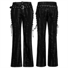 WK-504NCM Punk Daily Wear Dark Texture Flare Trousers?-??Punk Rave Clothing